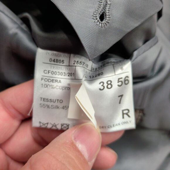 Canali Blazer Sport Coat Mens 38R Silk Wool Windowpane Gray Plaid Suit Italy - Picture 7 of 16